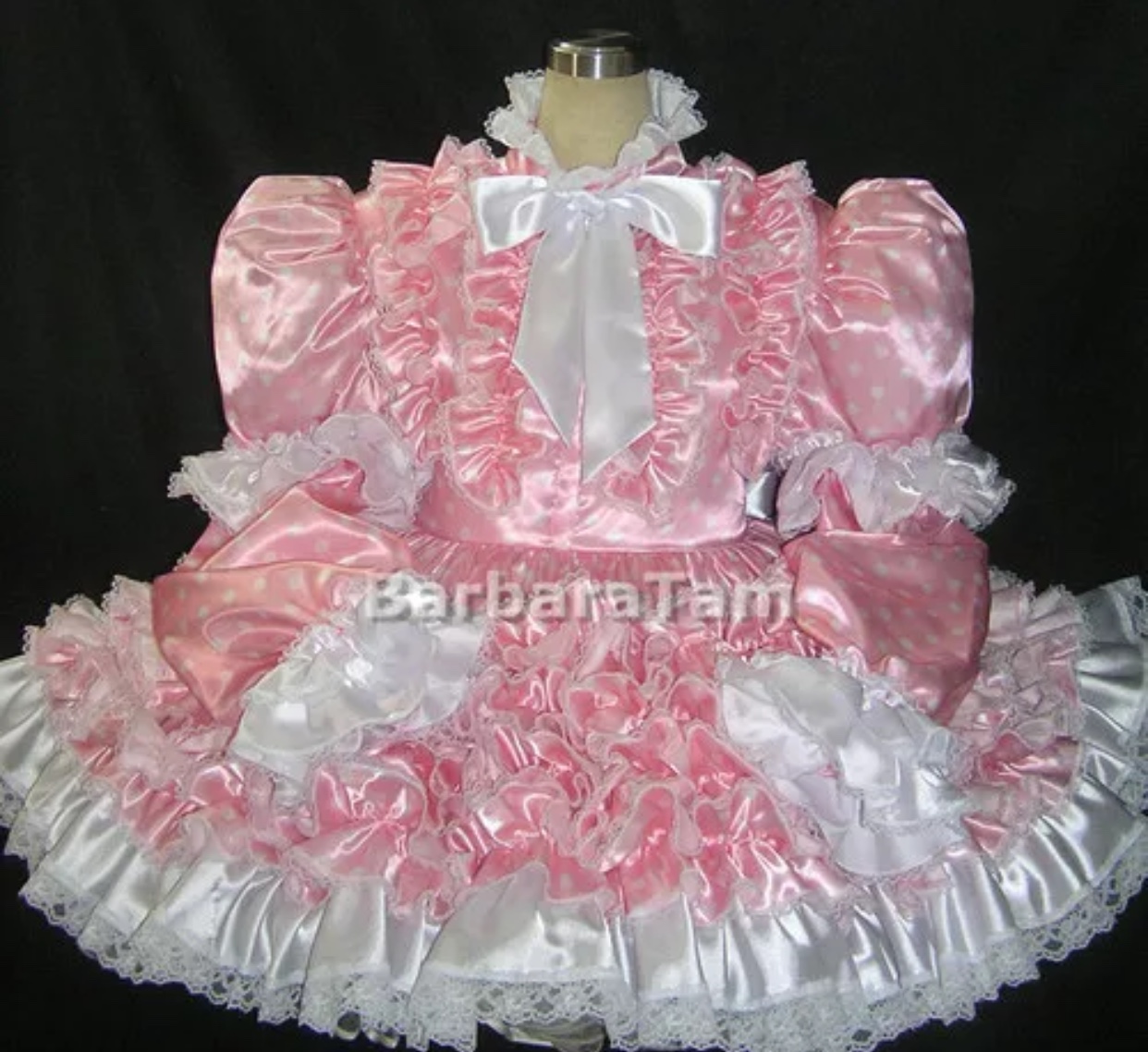 Pink White Polka Dot Sissy Maid Dress