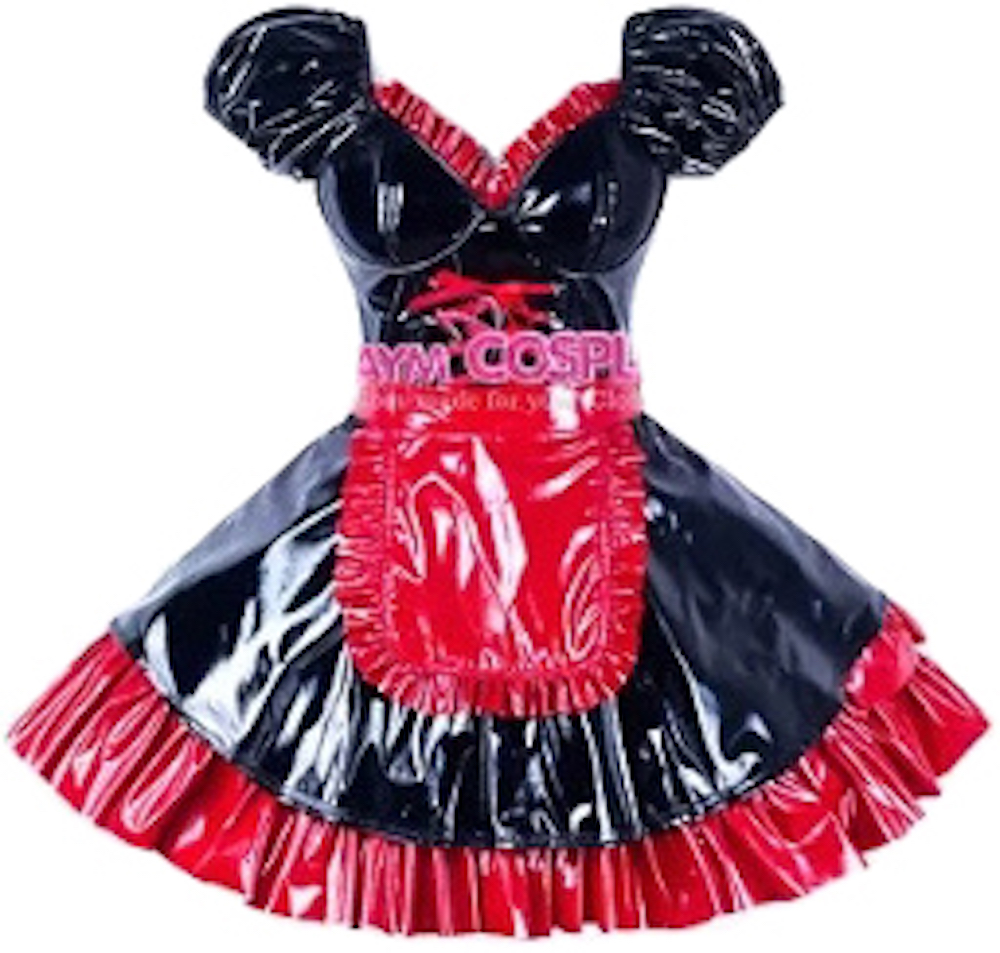 Black And Red PVC Sissy Maid Dress Black And Red PVC Sissy Maid Dress